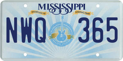 MS license plate NWQ365