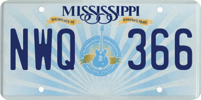 MS license plate NWQ366