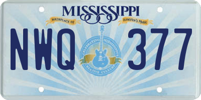 MS license plate NWQ377