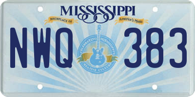 MS license plate NWQ383