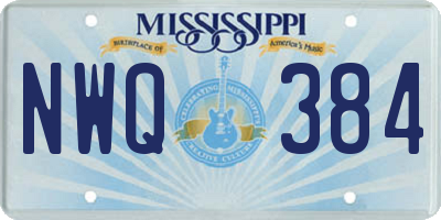 MS license plate NWQ384
