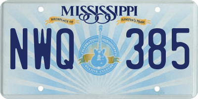MS license plate NWQ385