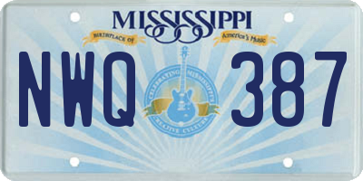 MS license plate NWQ387