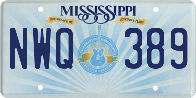 MS license plate NWQ389