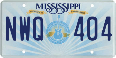 MS license plate NWQ404