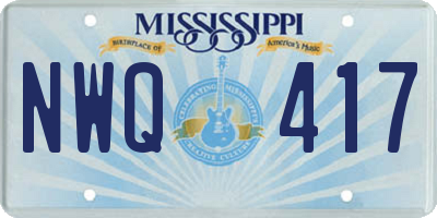 MS license plate NWQ417