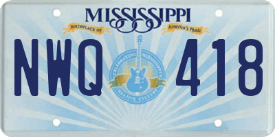 MS license plate NWQ418