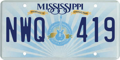 MS license plate NWQ419