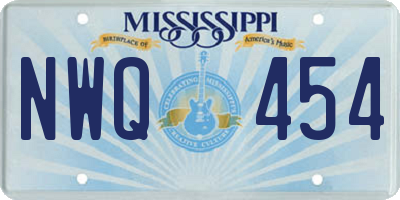 MS license plate NWQ454