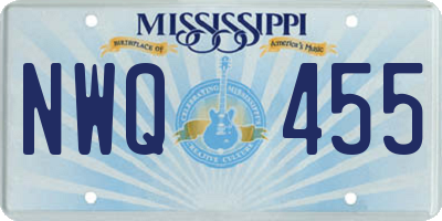 MS license plate NWQ455