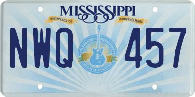 MS license plate NWQ457