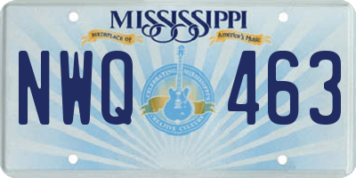 MS license plate NWQ463