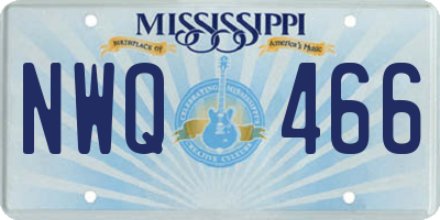 MS license plate NWQ466