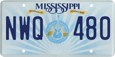 MS license plate NWQ480
