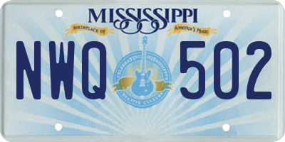 MS license plate NWQ502