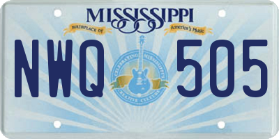 MS license plate NWQ505