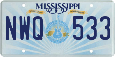 MS license plate NWQ533