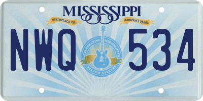 MS license plate NWQ534