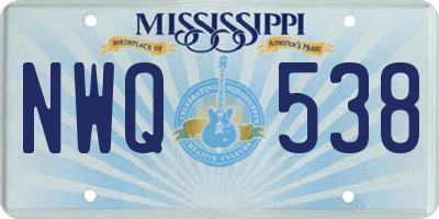 MS license plate NWQ538