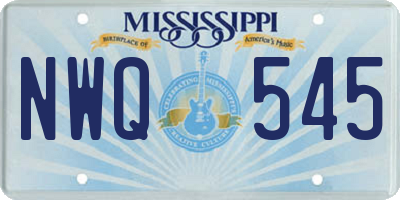 MS license plate NWQ545