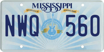 MS license plate NWQ560