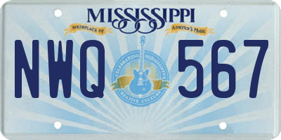 MS license plate NWQ567
