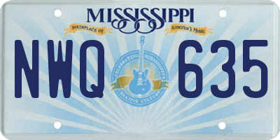 MS license plate NWQ635