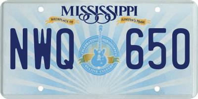 MS license plate NWQ650