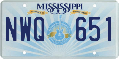 MS license plate NWQ651
