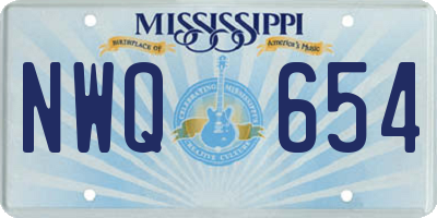 MS license plate NWQ654