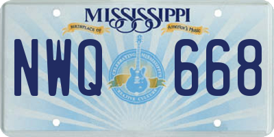 MS license plate NWQ668