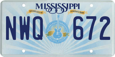 MS license plate NWQ672