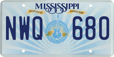 MS license plate NWQ680