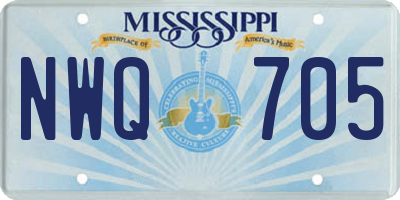 MS license plate NWQ705