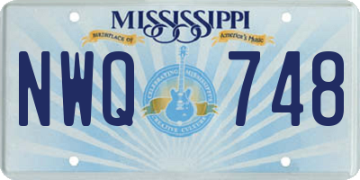 MS license plate NWQ748