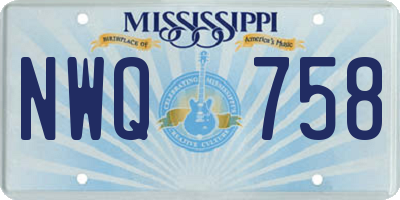 MS license plate NWQ758