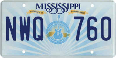 MS license plate NWQ760