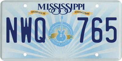 MS license plate NWQ765