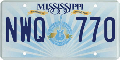 MS license plate NWQ770