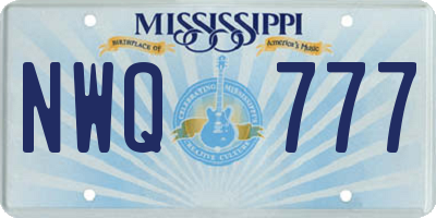 MS license plate NWQ777