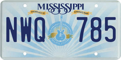 MS license plate NWQ785