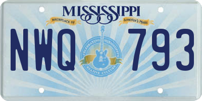 MS license plate NWQ793