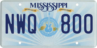 MS license plate NWQ800