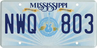 MS license plate NWQ803