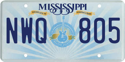 MS license plate NWQ805