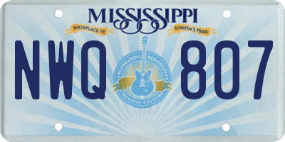 MS license plate NWQ807