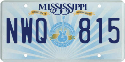MS license plate NWQ815