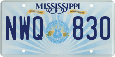 MS license plate NWQ830
