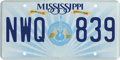 MS license plate NWQ839