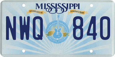 MS license plate NWQ840